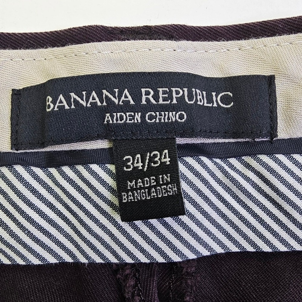 Banana Republic Chino Pants Mens 34x34 Slim Fit Burgundy Plum Cotton 969731 - Picture 3 of 13